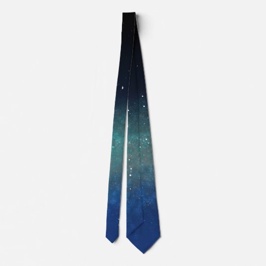Galaxy Space Nebula Night Sky Blue Green Stropdas (Achterkant)
