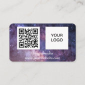 Galaxy Space Social media QR Code Paarse Modern Visitekaartje (Voorkant)