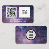 Galaxy Space Social media QR Code Paarse Modern Visitekaartje (Voorkant / Achterkant)