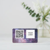 Galaxy Space Social media QR Code Paarse Modern Visitekaartje (Staand voorkant)