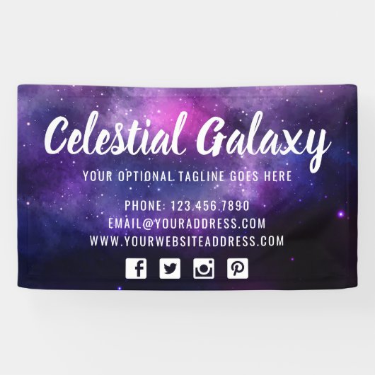 Galaxy Space Stars Ultra Violet Paarse Nebula Spandoek (Horizontaal)