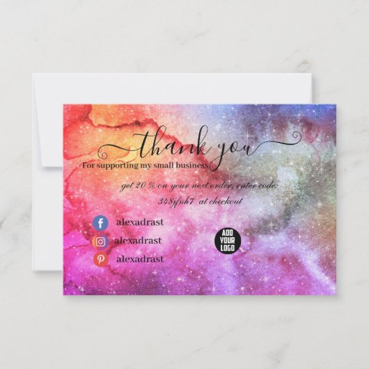 Galaxy Space Stars Ultra Violet Pink Nebula Bedankkaart (Voorkant)