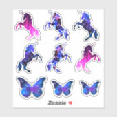 Galaxy space unicorn & vlinder sterren set sticker (Vel)