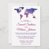 Galaxy Space World Map Faire-part de mariage (Devant)