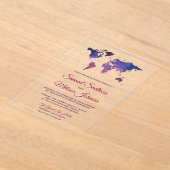 Galaxy Space World Map Wedding Acryl Uitnodigingen (Laagn)