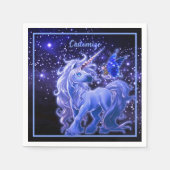 Galaxy Sparkle Blue Unicorn Servet (Voorkant)