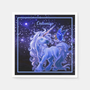 Galaxy Sparkle Blue Unicorn Servet