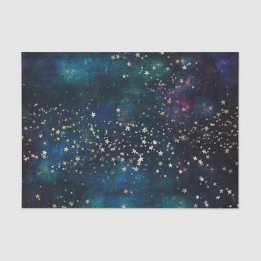 Galaxy Star Space Night Blue en Paars Tissuepapier (Voorkant)