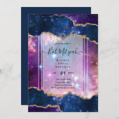 Galaxy Starry BAT MITZVAH de nuit Agate Invitation (Devant / Derrière)