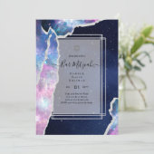 Galaxy Starry Night BAR MITZVAH Agaat Uitnodiging (Staand voorkant)