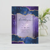 Galaxy Starry Night BAR MITZVAH Invitations Bleu (Debout devant)