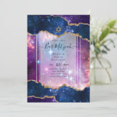 Galaxy Starry Night BAR MITZVAH Invitations Bleu (Debout devant)