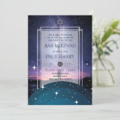 Galaxy Starry Night BAR MITZVAH Invitations Marine (Debout devant)