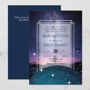 Galaxy Starry Night BAR MITZVAH Invitations Marine