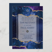 Galaxy Starry Night BAR MITZVAH Invitations Marine (Devant / Derrière)