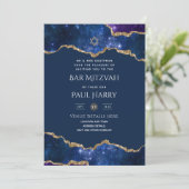 Galaxy Starry Night BAR MITZVAH Invitations Marine (Debout devant)