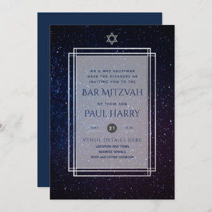 Galaxy Starry Night BAR MITZVAH Invitations Marine