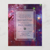 Galaxy Starry Night BAR MITZVAH Uitnodigingen Navy (Voorkant)