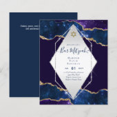 Galaxy Starry Night BAR MITZWA Uitnodigingen Blauw (Voorkant / Achterkant)