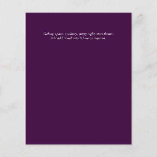 Galaxy Starry Night BAR MITZWAH Agaat Uitnodiging (Achterkant)