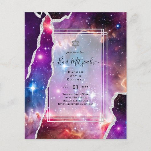 Galaxy Starry Night BAR MITZWAH Agaat Uitnodiging (Voorkant)