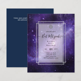 Galaxy Starry Night BAT MITZVAH Agaten Uitnodiging