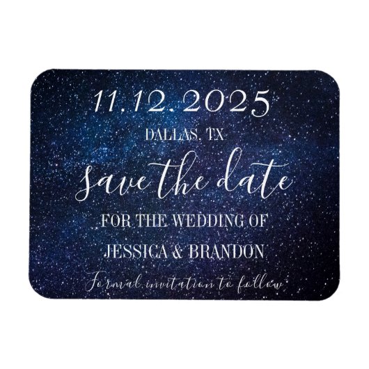 Galaxy Starry Night Marine Blue Mariage Magnet (Horizontal)