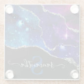 Galaxy Starry Sky & Silver Glitter Agate Glazen Onderzetter (Achterkant)