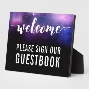 Galaxy Stars Bruiloft Welkom Gastboek Bord Fotoplaat