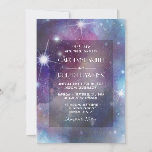 Galaxy Stars en Outer Space bruiloft uitnodiging (Voorkant)