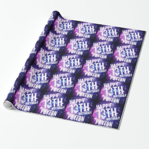 Galaxy Stars Space Gepersonaliseerde Verjaardagsfe Cadeaupapier