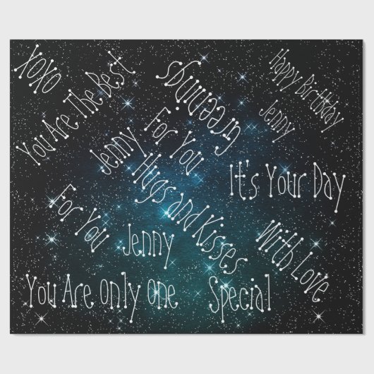 Galaxy Stars Specialized Birthday Space Cadeaupapier (Vlak)