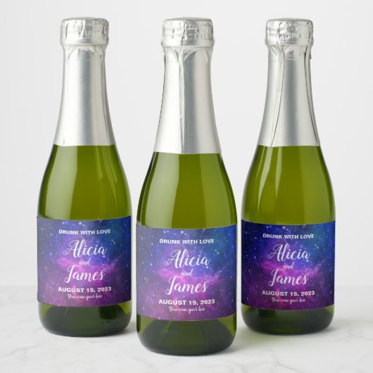 Galaxy Stars Wedding Favor Sparkling Wijnetiket (Flessen)