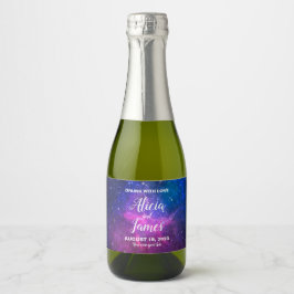 Galaxy Stars Wedding Favor Sparkling Wijnetiket