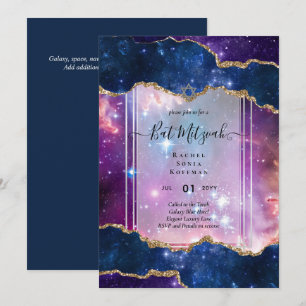 Galaxy Sterrennacht BAT MITZVAH Agate Invitation Kaart