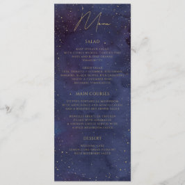 Galaxy Sterrennacht Celestial Paarse gouden bruilo Menu