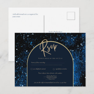 Galaxy Sterrennacht Navy Blue Gold Wedding Briefkaart