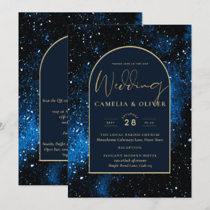 Galaxy Sterrennacht Navy Blue Gold Wedding Kaart