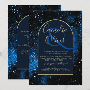 Galaxy Sterrennacht Navy Blue Gold Wedding Kaart