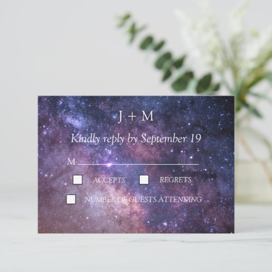 Galaxy Sterrennacht Nebula Mystical Modern RSVP (Staand voorkant)