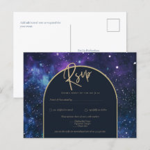 Galaxy Sterrennacht Paars Blauw Goud Trouw RSVP