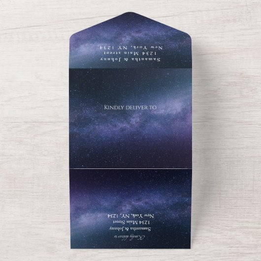 Galaxy Sterrennacht Sky Universe Trouwnevel All In One Uitnodiging (Buitenkant)