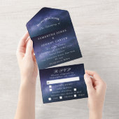 Galaxy Sterrennacht Sky Universe Trouwnevel All In One Uitnodiging (Afscheurbaar)