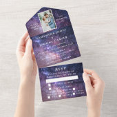 Galaxy Sterrennacht Universe Sky Wedding Nebula All In One Uitnodiging (Afscheurbaar)