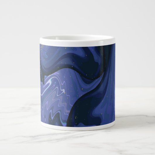 Galaxy Swirl Blue Glitter Abstract kosmisch patroo Extra Grote Beker (Voorkant)