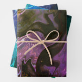 Galaxy Swirl Blue Glitter Abstract kosmisch patroo Inpakpapier Vel (In situ)