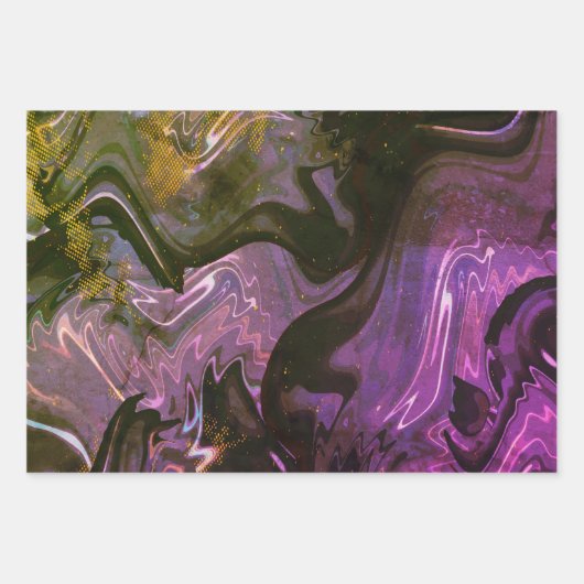 Galaxy Swirl Blue Glitter Abstract kosmisch patroo Inpakpapier Vel (Voorkant)