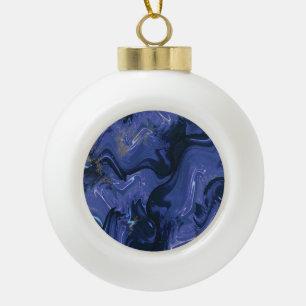 Galaxy Swirl Blue Glitter Abstract kosmisch patroo Keramische Bal Ornament