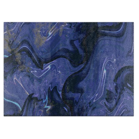 Galaxy Swirl Blue Glitter Abstract kosmisch patroo Snijplank (Voorkant)