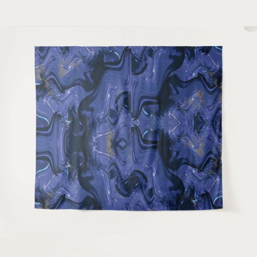 Galaxy Swirl Blue Glitter Abstract kosmisch patroo Wandkleed (Voorkant (horizontaal))